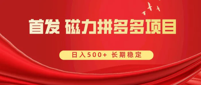 （8611期）首发 磁力拼多多自撸 日入500+