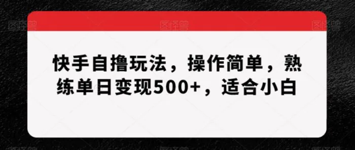 快手自撸玩法，操作简单，熟练单日变现500+，适合小白【揭秘】