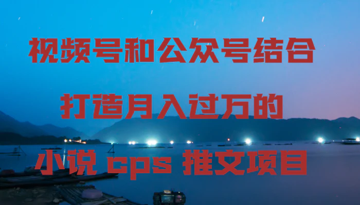 视频号和公众号结合打造月入过万的小说cps推文项目，包括市面上面的各种思路详解