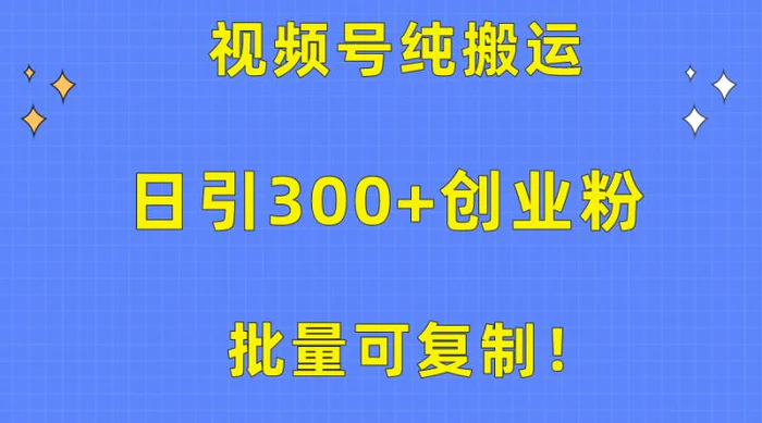 （10186期）批量可复制！视频号纯搬运日引300+创业粉教程！