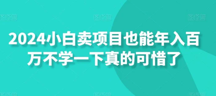 2024小白卖项目也能年入百万不学一下真的可惜了