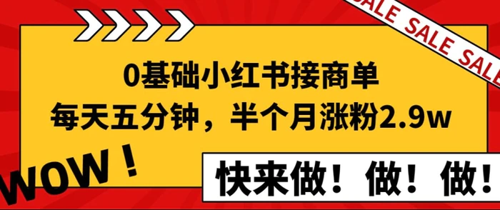 0基础小红书接商单，每天五分钟，15天涨粉2.9w新手攻略