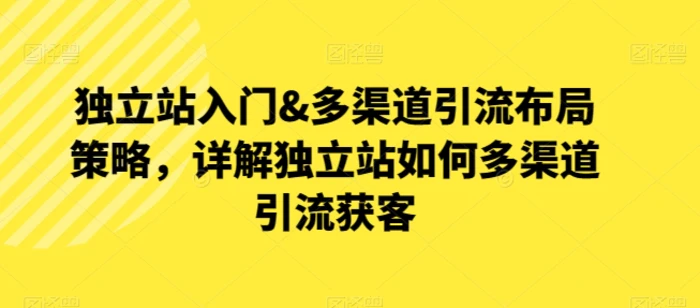 独立站入门&多渠道引流布局策略，详解独立站如何多渠道引流获客