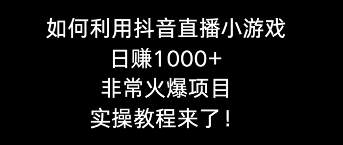 （8870期）如何利用抖音直播小游戏日赚1000+，非常火爆项目，实操教程来了！