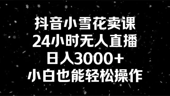 （8695期）抖音小雪花卖课，24小时无人直播，日入3000+，小白也能轻松操作