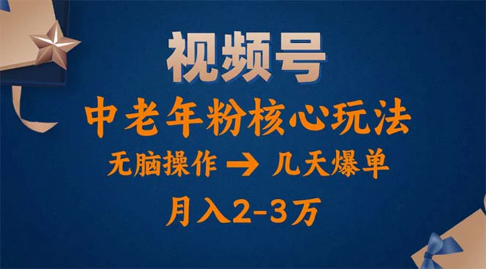 （11288期）视频号火爆玩法，高端中老年粉核心打法，无脑操作，一天十分钟，月入两万