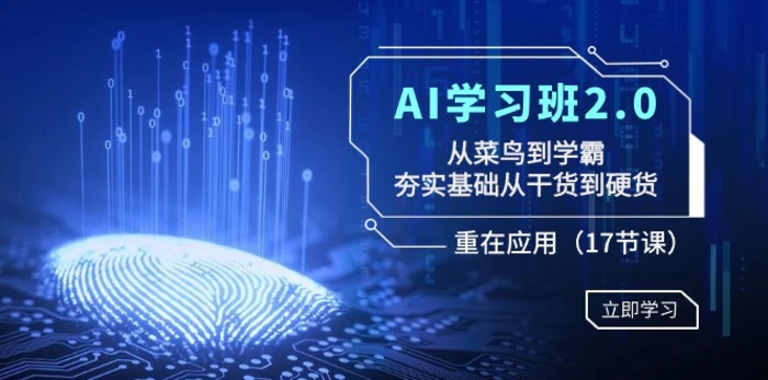 AI学习班2.0：从菜鸟到学霸，夯实基础从干货到硬货，重在应用（17节课）