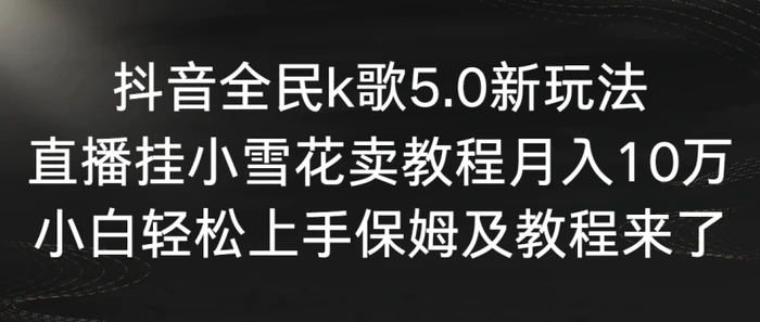 （9021期）抖音全民k歌5.0新玩法，直播挂小雪花卖教程月入10万，小白轻松上手，保姆级教程来了