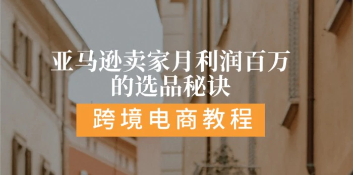 亚马逊卖家月利润百万的选品秘诀: 抓重点/高利润/大方向/大类目/选品易