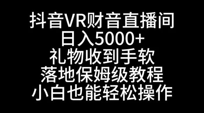 （8749期）抖音VR财神直播间，日入5000+，礼物收到手软，落地式保姆级教程，小白也能轻松操作