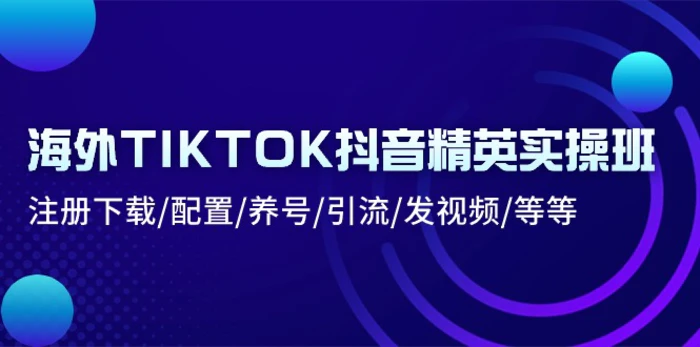 （10998期）海外TIKTOK抖音精英实操班：注册下载/配置/养号/引流/发视频/等等