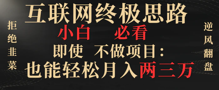 （8619期）互联网终极思路，小白必看，即使不做项目也能轻松月入两三万，拒绝韭菜…