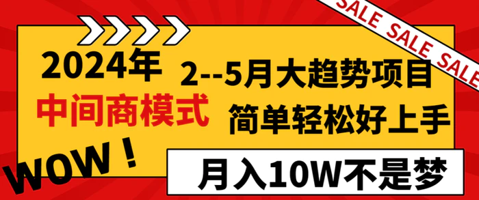 2024年2-5月大趋势项目，利用中间商模式，简单轻松好上手，月入10W不是梦