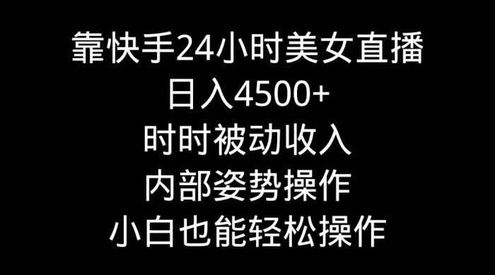 （9135期）靠快手美女24小时直播，日入4500+，时时被动收入，内部姿势操作，小白也能轻松操作