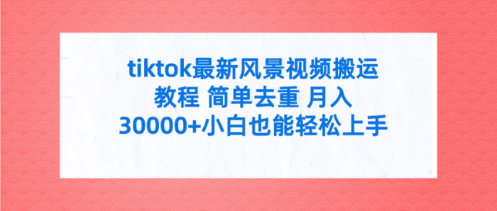 （9804期）tiktok最新风景视频搬运教程 简单去重 月入30000+附全套工具