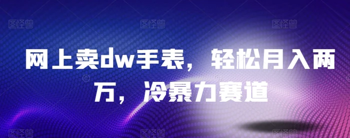 网上卖dw手表，轻松月入两万，冷暴力赛道