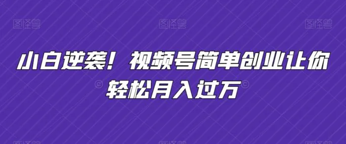 小白逆袭！视频号简单创业让你轻松月入过万