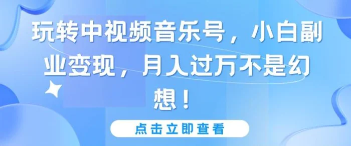 玩转中视频音乐号，小白副业变现，月入过万不是幻想【揭秘】