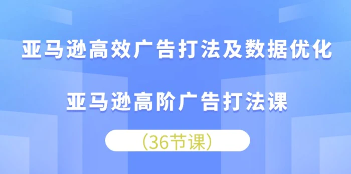 亚马逊高效广告打法及数据优化，亚马逊高阶广告打法课（36节）