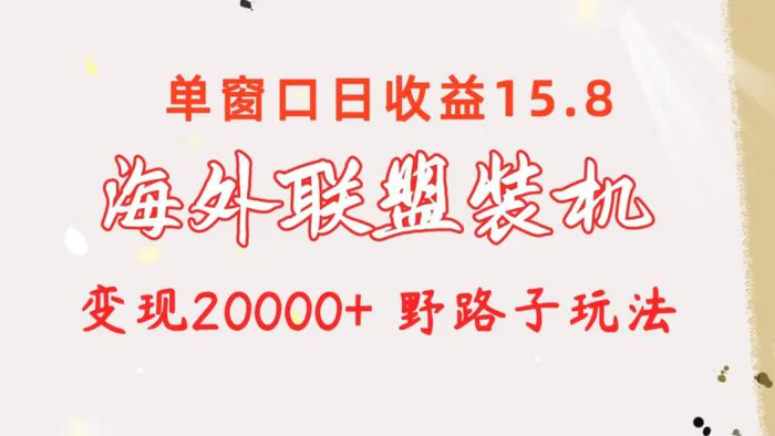 （10475期）海外联盟装机 单窗口日收益15.8 变现20000+ 野路子玩法