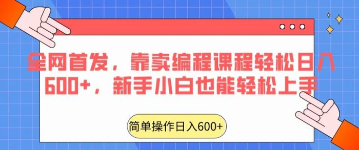 全网首发，靠卖编程课程轻松日入600+，新手小白也能轻松上手