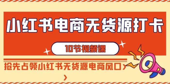 小红书电商无货源打卡，抢先占领小红书无货源电商风口（10节课）