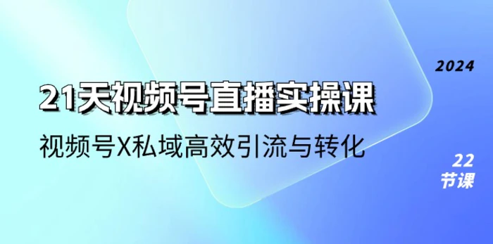 21天视频号直播实操课，视频号X私域高效引流与转化（22节课）