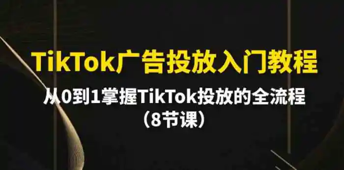 TikTok广告投放入门教程，从0到1掌握TikTok投放的全流程（8节课）