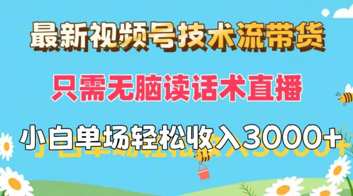 （12318期）最新视频号技术流带货，只需无脑读话术直播，小白单场直播纯收益也能轻松收入3000+