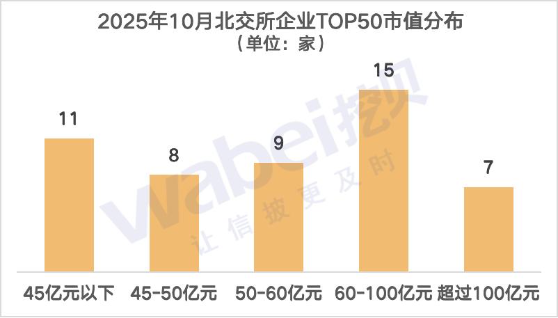 2025年10月北交所企业市值TOP50：7家企业市值超过100亿元-