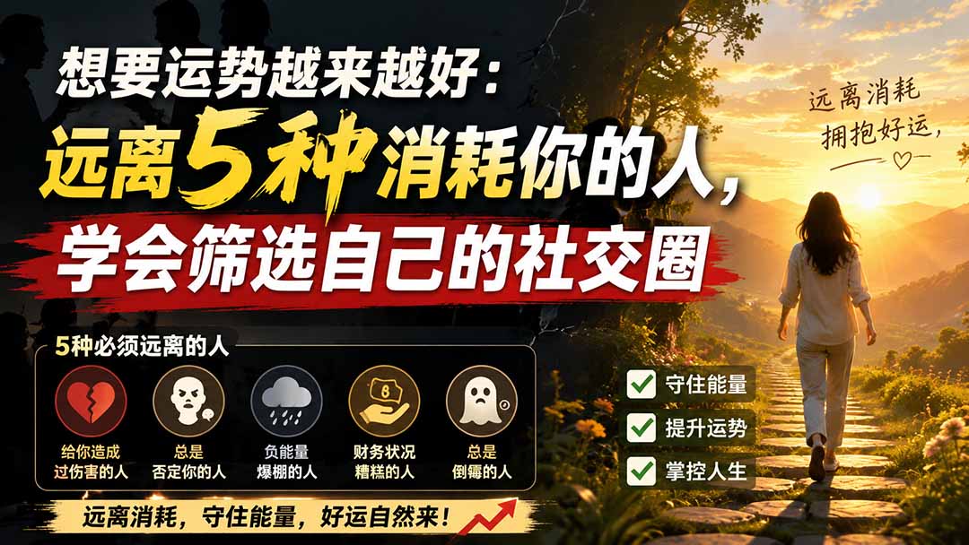 【2026.08.20】远离这5类消耗你的人,你的好运才会越聚越多-