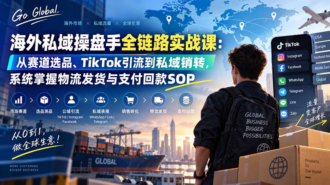 【2026.09.04】海外私域全流程实战指南:从选品定位、TikTok获客到私域转化,打通物流与回款闭环-