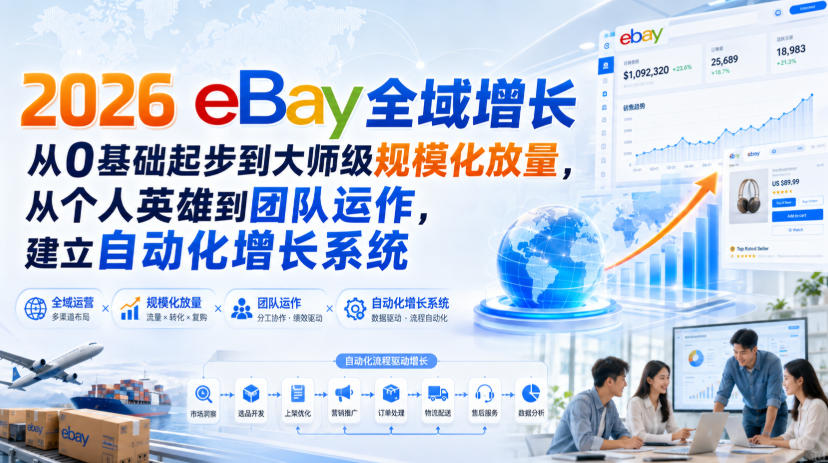 【2026.08.23】2026 eBay全域增长终极指南:从零基础到规模化放量,打造自动化增长引擎,实现团队化高效运作-