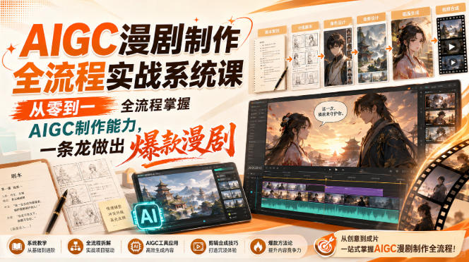 【2026.08.26】零基础玩转AIGC漫剧,全流程实战带你从入门到爆款一条龙!-
