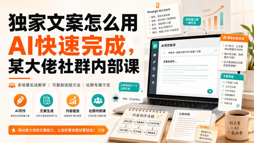 【2026.08.21】AI高效生成独家文案:某大佬社群内部课程实战技巧-