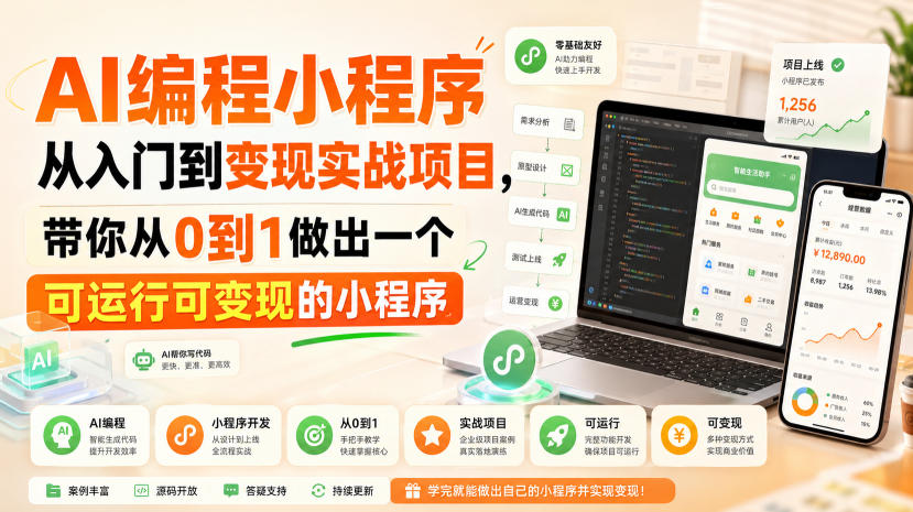 【2026.08.20】AI编程小程序实战:从零搭建到盈利,手把手教你做出可上线变现的完整项目-