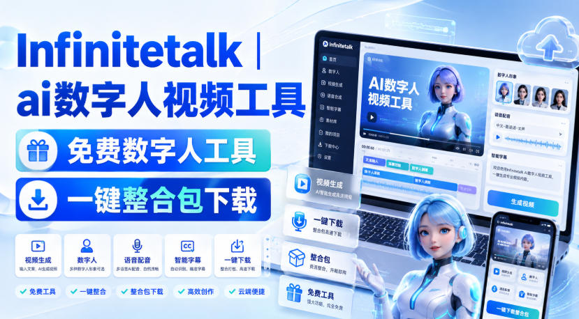 【2026.08.22】AI数字人视频制作神器,Infinitetalk免费整合包,一键下载即用-