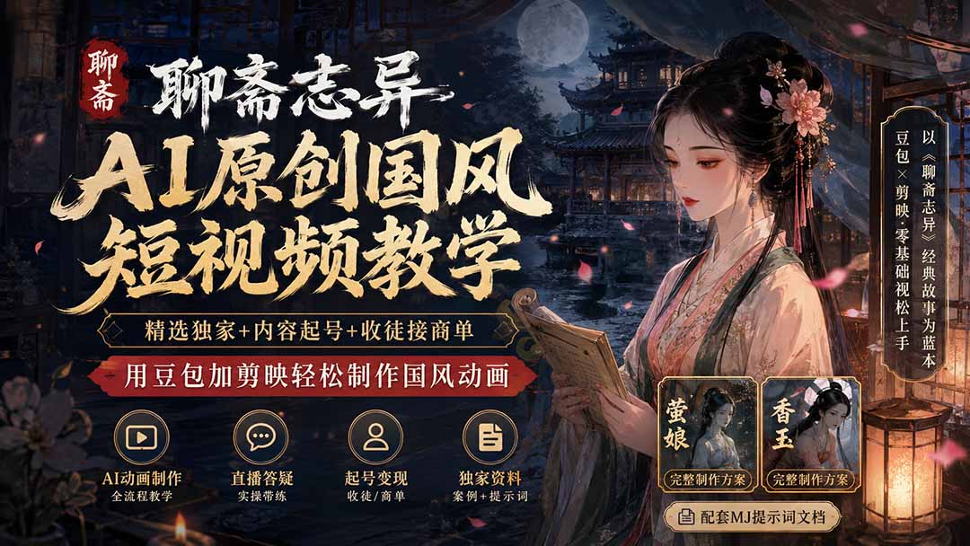 【2026.08.19】豆包+剪映,零基础打造爆款国风动画,独家起号秘籍+商单接单全攻略!-