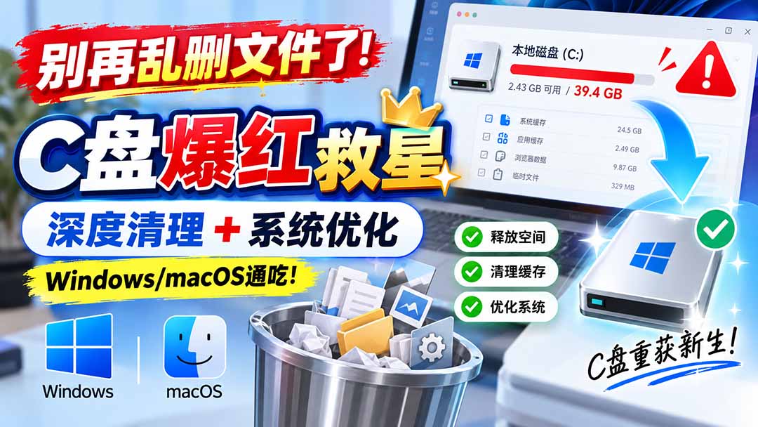 【2026.09.05】C盘告急别慌!这招深度清理+优化术,让Windows和Mac瞬间瘦身提速!-