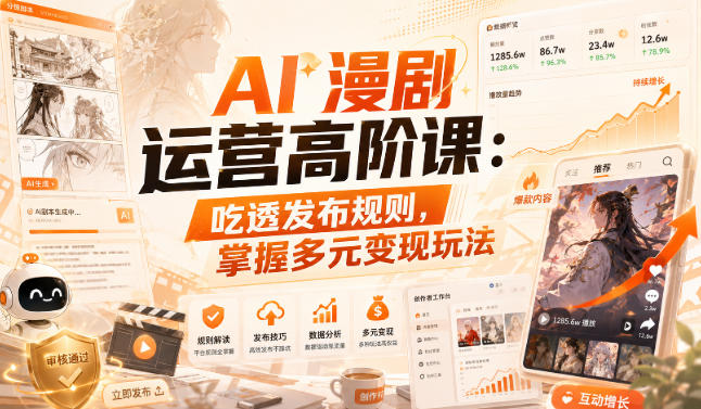 【2026.08.23】AI漫剧运营进阶指南:玩转发布机制,解锁多元变现新思路-