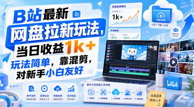 【2026.08.28】B站网盘拉新新玩法：混剪视频日赚千元，新手也能轻松上手！-
