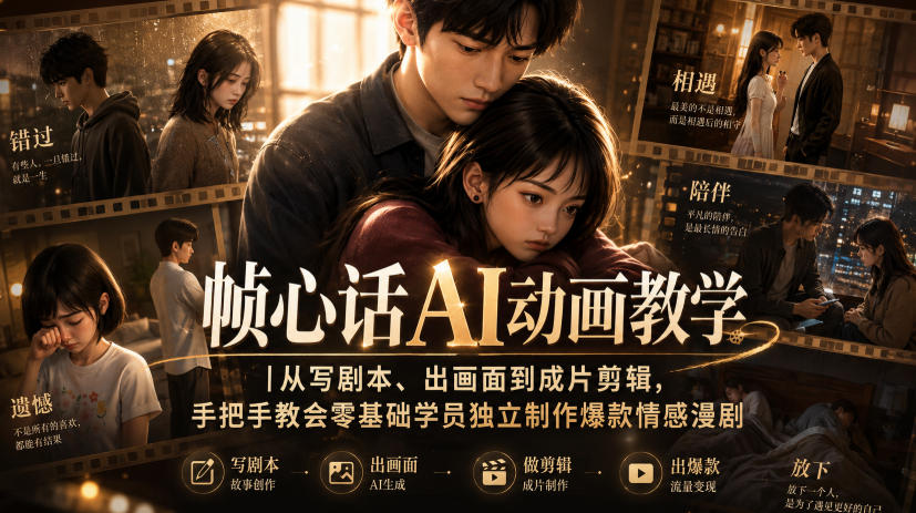 【2026.08.23】零基础也能做爆款情感漫剧!帧心话AI全流程教学,从剧本到成片一网打尽-