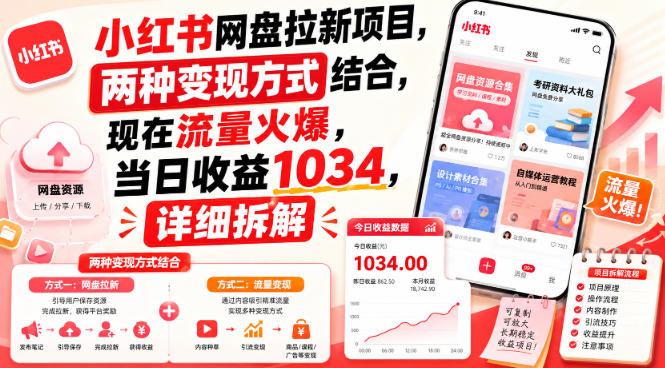【2026.08.25】网盘拉新新玩法：双渠道变现，日入破千实操拆解-