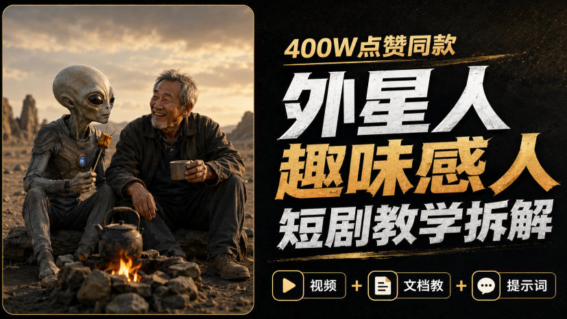 【2026.08.24】爆火400W赞!外星人题材短剧爆款拆解,视频+文档+提示词全攻略-