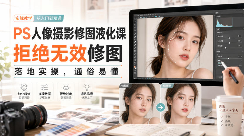 【2026.08.25】人像修图液化实战课：告别无效操作，轻松掌握落地技巧-