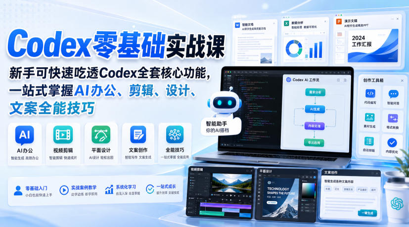 【2026.08.24】Codex全能实战:零基础也能轻松掌握AI办公、剪辑、设计与文案技巧-