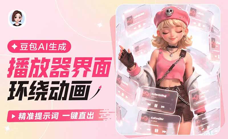 【2026.09.07】豆包教程|轻松打造人物环绕旋转的UI播放界面动态视频(含核心提示词)-
