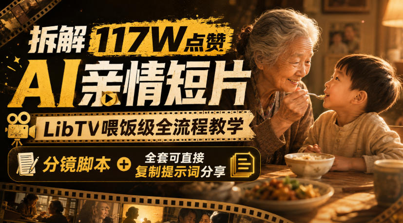 【2026.08.23】117万赞AI亲情短片全拆解!LibTV保姆级教学,分镜脚本+提示词一键复制-
