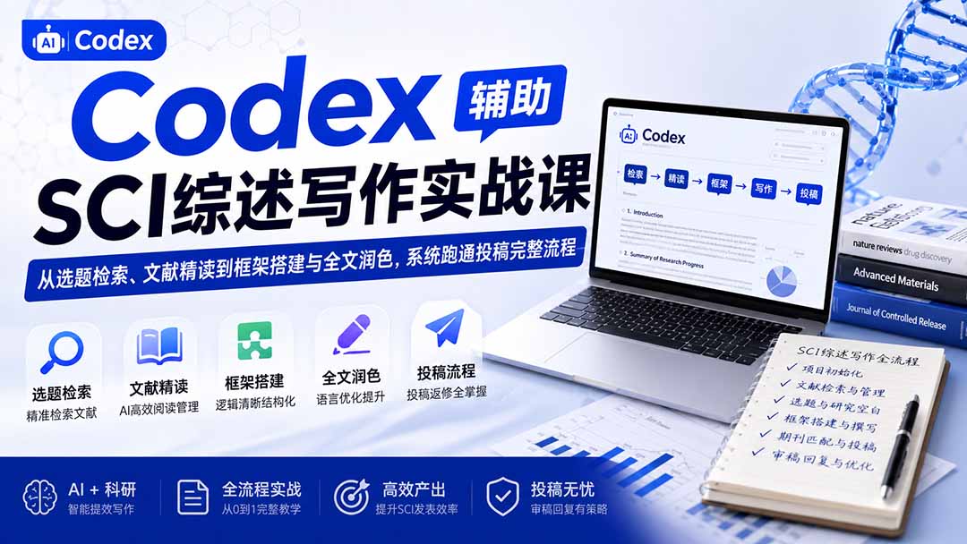 【2026.08.19】Codex实战训练营:从选题到投稿,一站式搞定SCI综述全流程-