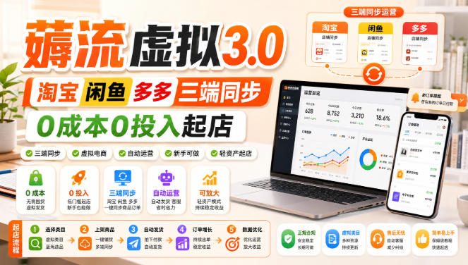 【2026.08.15】淘宝闲鱼拼多多三端通吃,0成本虚拟起店实操指南-